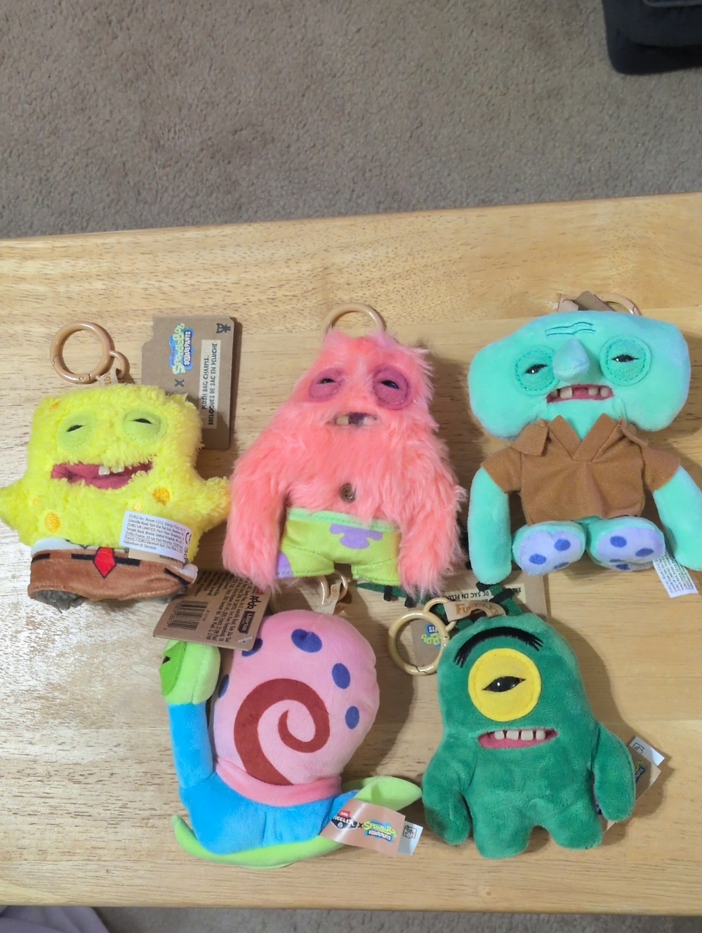 SpongeBob Fugglers Plush Bags Charm Set Of 5
